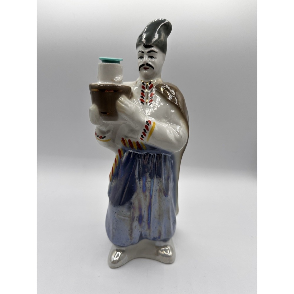 Vintage Ukraine Ceramic Figurine Man Bottle Decanter Mustache Collectible